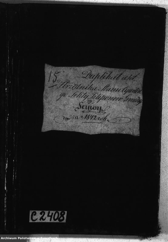 image.from.unit.number "Duplikat akt Urzednika Stanu Cywilnego Sekty Filiponów Gminy Seywy za 1842 rok"