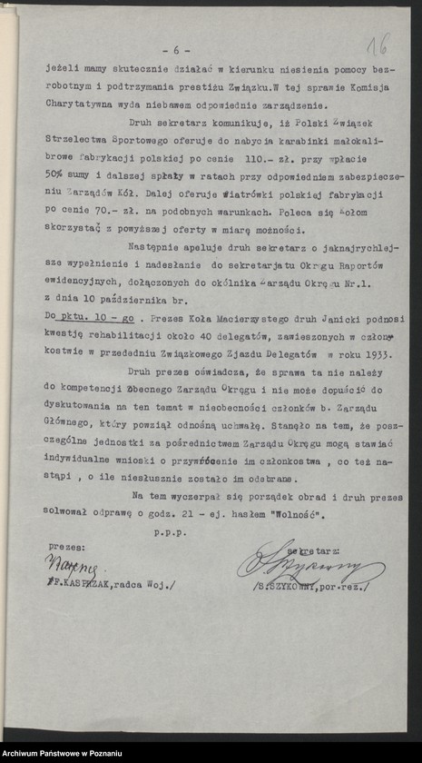 Obraz 19 z jednostki "Protokoły z odpraw prezesów kół lokalnych Związku Weteranów Powstań Narodowych i Związku Powstańców Wielkopolskich."