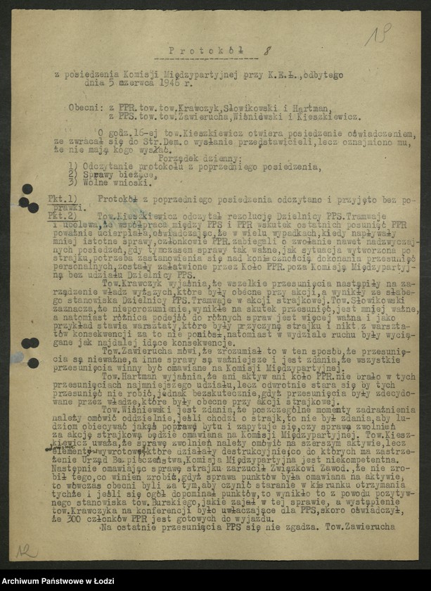 Obraz 20 z jednostki "Protokoły [wspólnych posiedzeń komitetów dzielnicowych PPS i PPR] T-2"