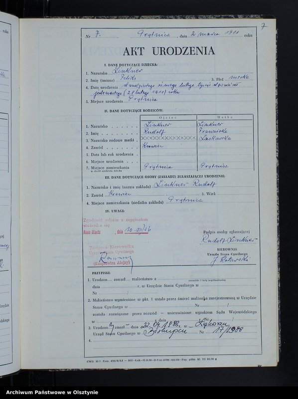 image.from.unit.number "Księga urodzeń Nr 1 - 57, 1-57, 1-74 /przepisana w języku polskim z oryginału niemieckiego w dniu 10.12.1956r./"