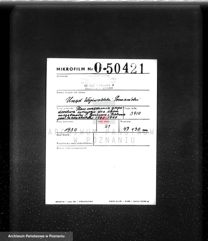 image.from.unit.number "Plan urządzenia gospodarstwa leśnego dla lasu majętności P. Griesera powiat szamotulski 1930-1940"
