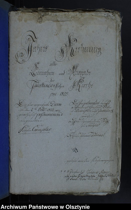 image.from.unit.number "Jahr Rechnung aller Einnahme und Ausgabe der Jäskendorffschen Kirche"