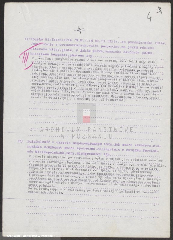 Obraz 12 z jednostki "Ankieta dla weteranów powstania wielkopolskiego zamieszkałych na terenie województwa opolskiego. Część ll."