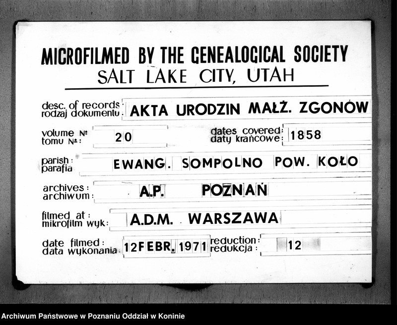 Obraz 1 z jednostki "Duplikat akt urodzeń, małżeństw i zgonów"