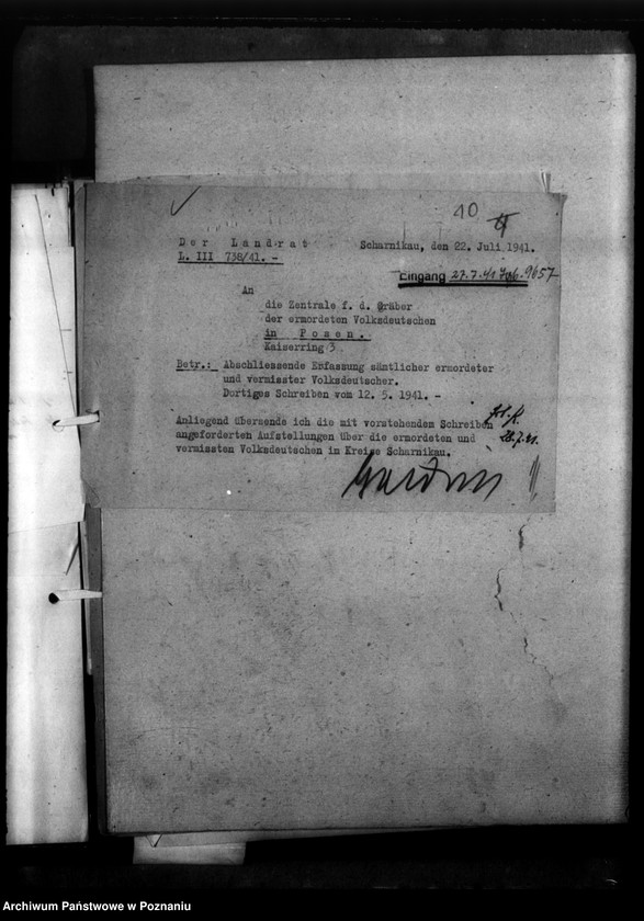 Obraz 14 z jednostki "Kreis Scharnikau (Czarnków). Wykazy miejscowych Niemców, którzy zginęli w 1939 roku - korespondencja"