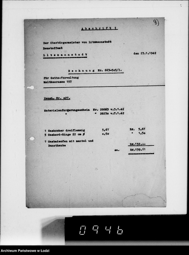 Obraz 11 z jednostki "[Korespondencja dotycząca realizacji zamówień na różne wyroby, sprawozdania z dostaw, sprawozdania z konferencji w Berlinie i Poznaniu składane przez funkcjonariuszy G.V.]"