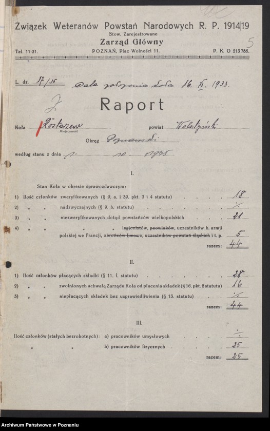 Obraz 8 z jednostki "Rostarzewo, powiat Wolsztyn - akta koła."