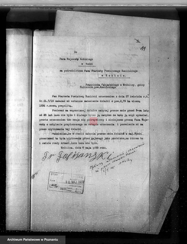 Obraz 15 z jednostki "Sprawa wydzielenia gruntów leśnych z majątku Rysin powiat koniński"