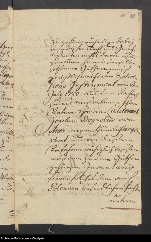 image.from.unit.number "In S. [Sachen] des Friedrichs Ernst Boguslav von Auer den Verkauff seines Guths Pollennen an seine Schwester Maria Charlotta Dorothea von Auer verehelichte von Borewitz"