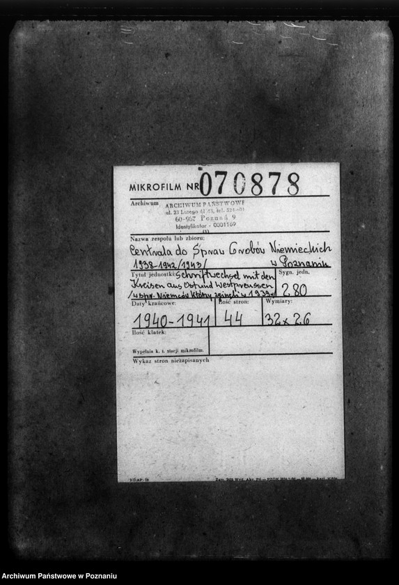 Obraz 2 z jednostki "Schriftwechsel mit den Kreisen aus Ostund Westpreussen - w sprawie Niemców, którzy zginęli w 1939 roku"