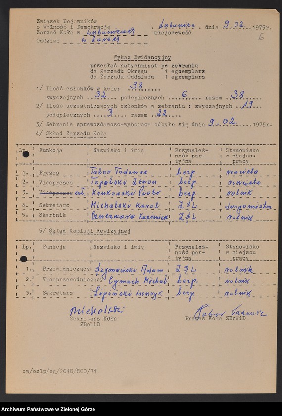 image.from.unit.number "Oddział Powiatowy ZBoWiD w Żarach. Kampania wyborcza. Zebrania sprawozdawczo-wyborcze i wykazy ewidencyjne kół terenowych "