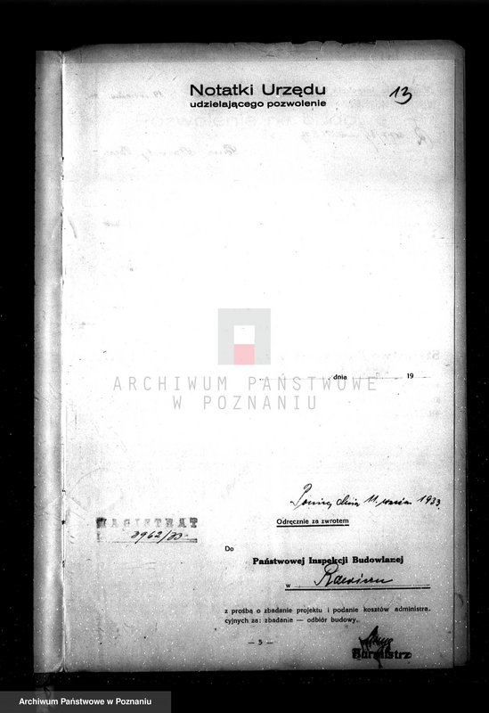 Obraz 17 z jednostki "Zatwierdzenie zakładu przemysłowego /tartak/ H. Drobińskiego w Poniecu pow. gostyński"