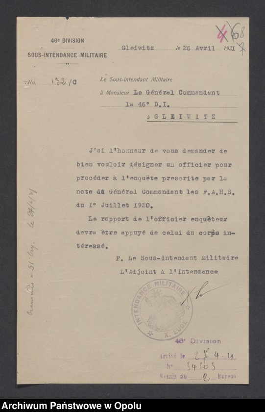 image.from.unit.number "/Korespondencja w sprawie kontroli, rewizji i dochodzeń wobec różnych osób-nielegalny pobyt, kolportaż prasy/ III 1921"