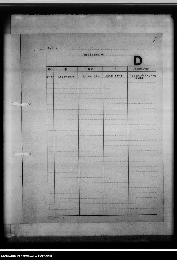 Obraz 9 z jednostki "[Spisy ksiąg stanu cywilnego wyznania katolickiego i ewangelickiego, dotyczy miejscowości: Babinost powiat Sulechów, Przytoczna powiat Międzyrzecz, Trzcianka powiat Trzcianka]"