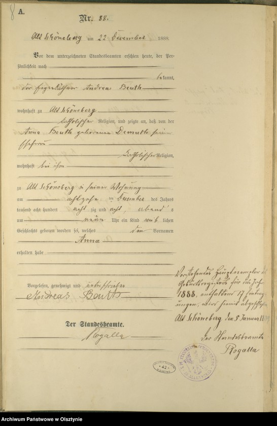 image.from.unit.number "Geburts-Haupt-Register Nr 81 - 88"