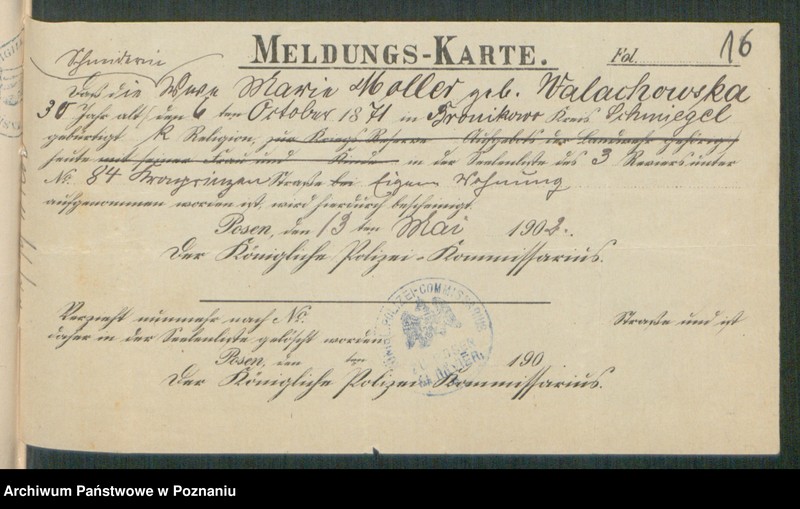 Obraz 18 z jednostki "[Dokumenty dostarczone przez narzeczonych do zawarcia związku małżeńskiego za 1902 rok. Tom IX]"