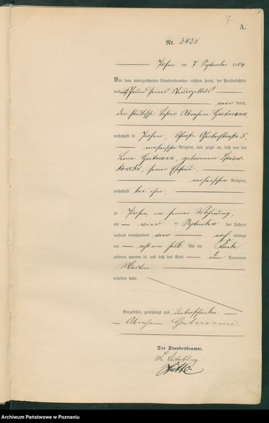 Obraz 8 z jednostki "Księga miejscowa urodzeń tom VII"