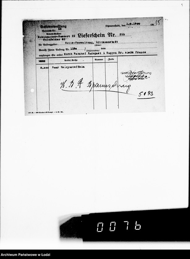 Obraz 19 z jednostki "63 III Produktionsaufgabe Gemeinschaft. Schuhe, Arbeitsauftrag 1190, Auslieferung"