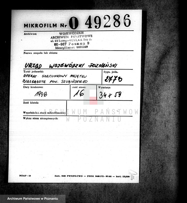 Obraz 2 z jednostki "Operat szacunkowy majątku Białebłota powiatu szubińskiego"