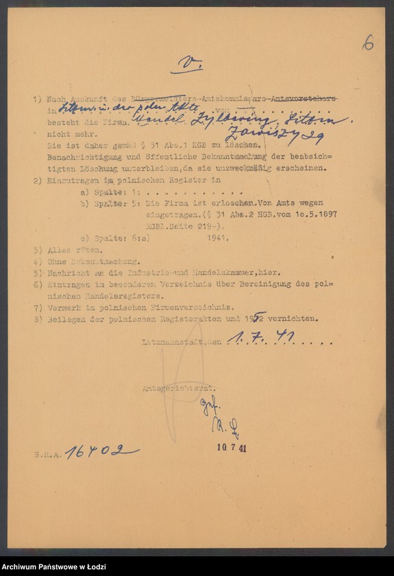 Obraz 8 z jednostki "Mendel Zylbering – sprzedaż galanterii, materiałów piśmiennych i art. spożywczych"