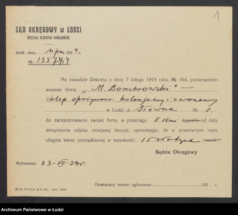 Obraz 3 z jednostki "Michal Dombrowski- sklep spożywczy, kolonialny i owocowy"