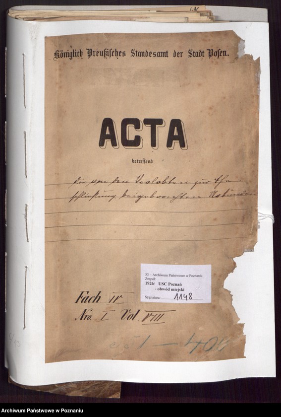 Obraz 2 z jednostki "Die von den Verlobten beigebrachten Urkunden zur Eheschliessung pro 1896"