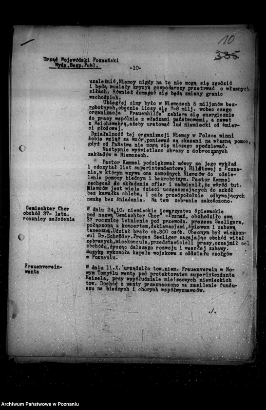 Obraz 14 z jednostki "Sprawozdania sytuacyjne z życia mniejszości narodowych za miesiące październik, listopad, grudzień 1931 r."