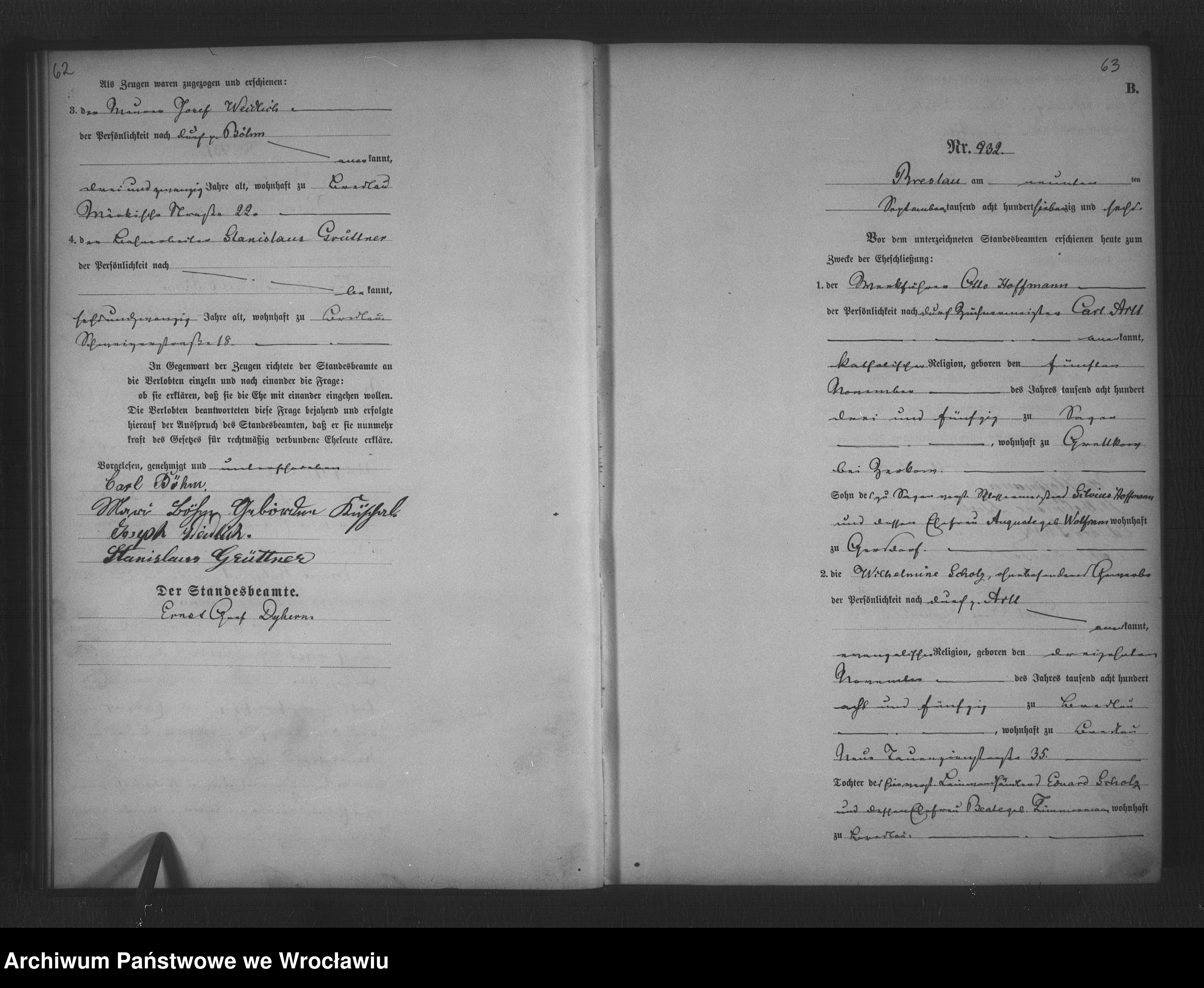 Skan z jednostki: Heiraths-Haupt-Register Breslau II 1876 Band 4