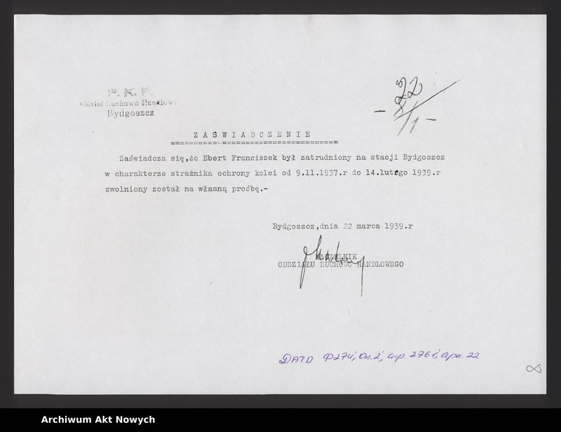 Obraz 11 z jednostki "Akta osobowe policjanta z województwa tarnopolskiego - Ebert Franciszek"