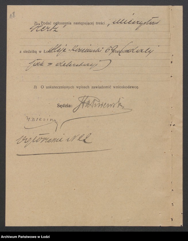 Obraz 20 z jednostki "Mieczysław Hertz – biuro ajenturowe"