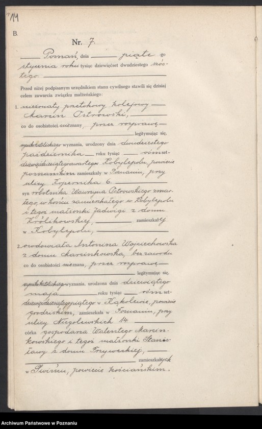 Obraz 15 z jednostki "Księga miejscowa małżeństw tom I [Rejestr główny małżeństw]"