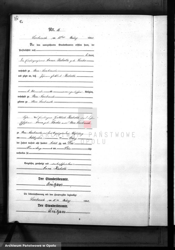 image.from.unit.number "Sterbe-Neben-Register Standes-Amt Leubusch 1883"