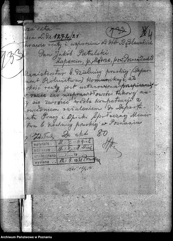 Obraz 8 z jednostki "Sprawy szczegółowo-administracyjne Wsparcie i renty robotnicze"