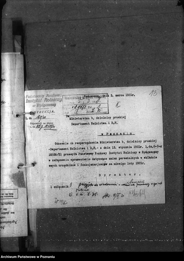 Obraz 17 z jednostki "Sprawy osobowe sprawozdania miesięczne Państw. Nauk. Inst. Rolniczego w Bydgoszczy"