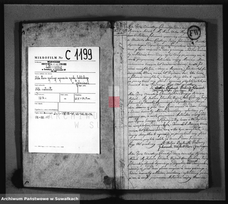 image.from.unit.number "Akta Urzędnika Stanu Cywilnego Zaślubionych w Gminie Jeleniewskiey od Dnia 1-go Stycznia Roku 1814."