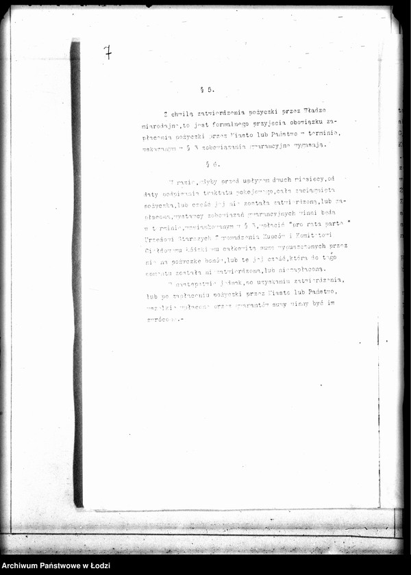 Obraz 10 z jednostki "[Pożyczka dla m. Łodzi - protokoły, memoriały, deklaracje]"