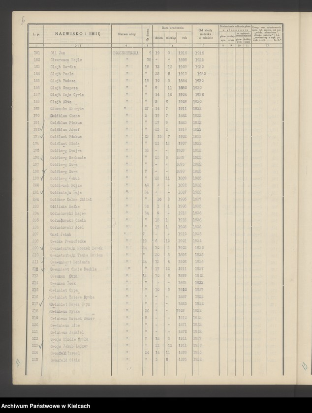 image.from.unit.number "Spis wyborców Rady Miejskiej uprawnionych do głosowania przy wyborze radnych miejskich i ich zastępców, Okręg wyborczy Nr VI. Obwód Nr 4"