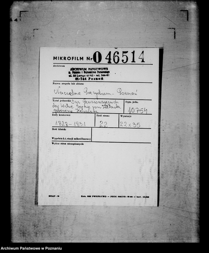 Obraz 3 z jednostki "Das Pensionsgesuch der Witwe Sophie von Zołtowska geborene Kowalska."