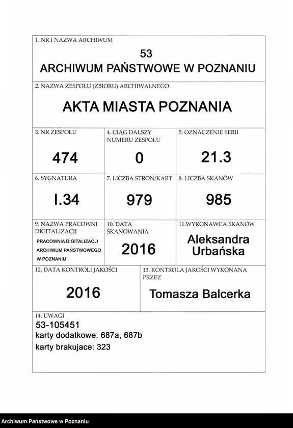Obraz 1 z jednostki "Acta consulatus Posnaniensis."