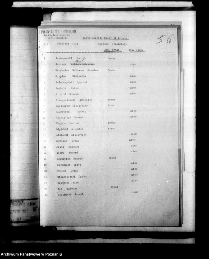 Obraz 9 z jednostki "Państwowe Liceum i Gimnazjum męskie imienia Jana Kantego - Poznań [lista abiturientów]"