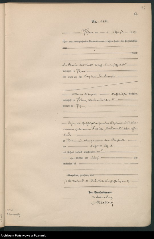 Obraz 19 z jednostki "Księga miejscowa zgonów tom II [Rejestr główny zgonów]"