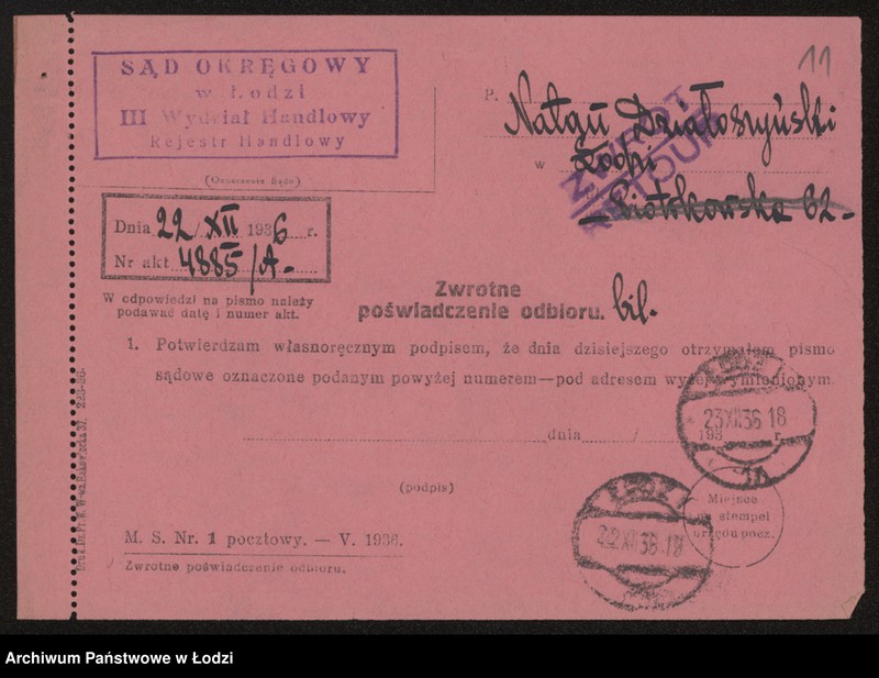 Obraz 13 z jednostki "Natan Działoszyński – sprzedaż przędzy"