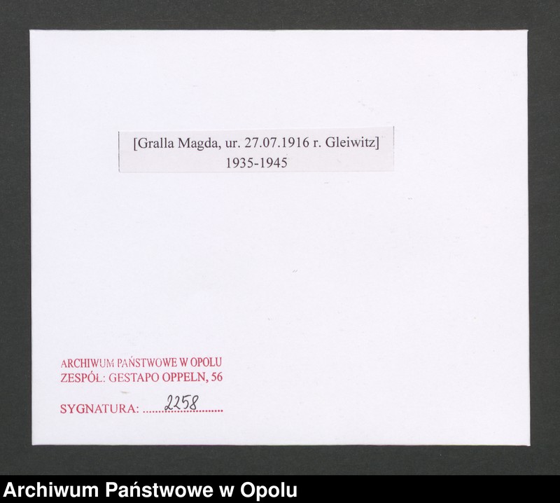 Obraz 2 z jednostki "[Gralla Magda, ur. 27.07.1916 r. Gleiwitz]"