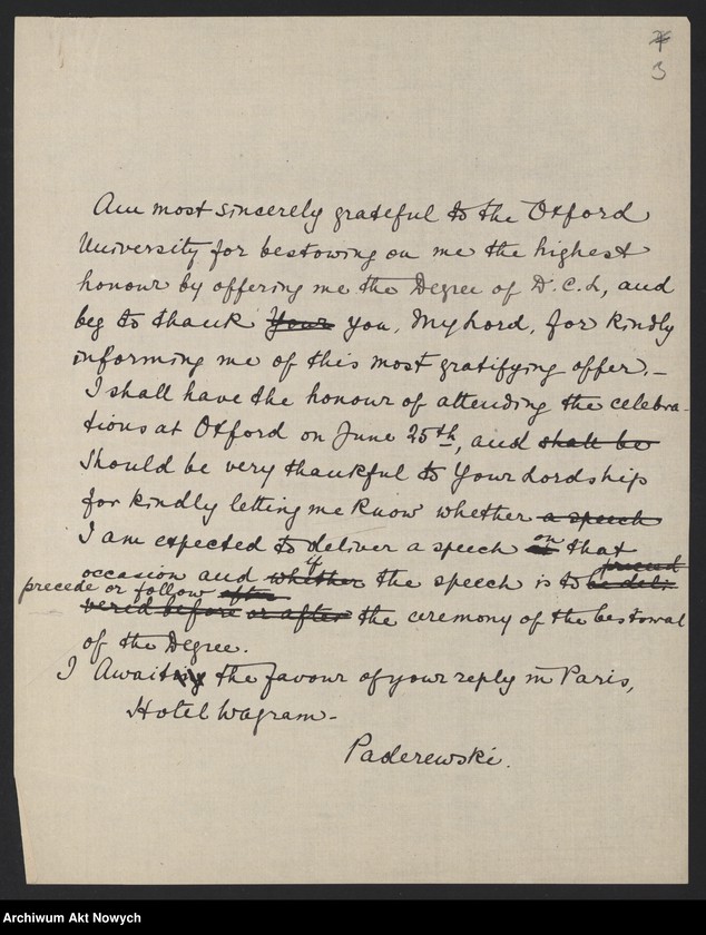 image.from.unit.number "Korespondencja dotycząca nadania dyplomów doktoratów honoris causa przez uniwersytety amerykańskie, angielskie. Przemówienia I. J. Paderewskiego na uroczystościach nadania mu dyplomów. Dyplomy: Doctor of Laws, honoris causa, Columbia University; patrz t.1015,1082, 1204; brak s.1-4,40-45,57-73,107-126 (25 VII 2003 r.)"