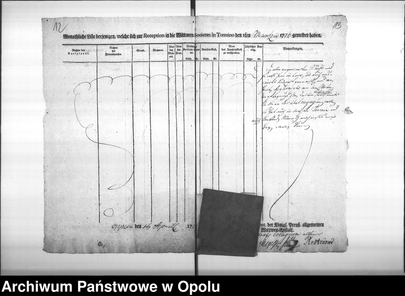 Obraz 12 z jednostki "Acta des Magistrats zu Oppeln von den Wittwen Verpflegungs Anstalten, Beitritt der Officianten, und dissfälligen Verhandlungen und jährlichen Eingaben. de Anno 1776 bis Vol. I"