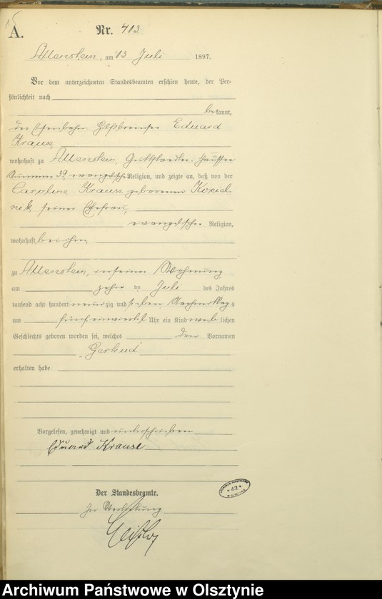 image.from.unit.number "Geburts-Haupt-Register Tom II,Nr 400 - 789"