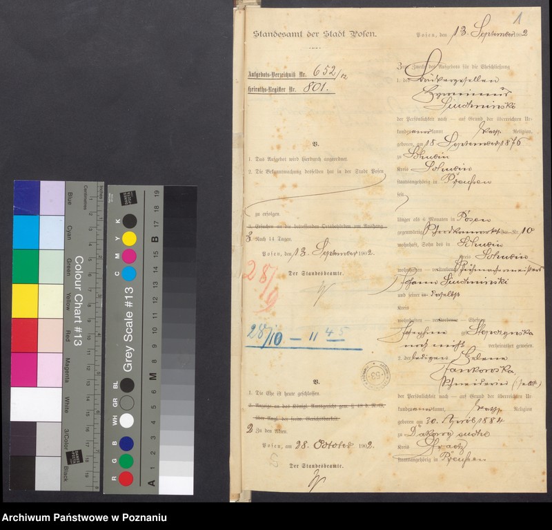 Obraz 3 z jednostki "[Dokumenty dostarczone przez narzeczonych do zawarcia związku małżeńskiego za 1902 rok. Tom XVII]"