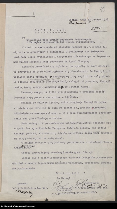 Obraz 14 z jednostki "I. Walny Zjazd Delegatów Okręgu Poznańskiego Związku Weteranów Powstań Narodowych 1.III.1936 r."