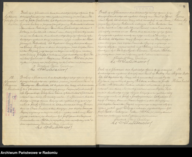 image.from.unit.number "Duplikat akt urodzonych, zaślubionych i zmarłych parafii Głowaczów za 1920 rok"