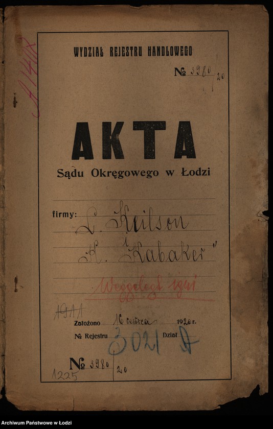 Obraz 2 z jednostki "„Dom Handlowy Leonard Keilson i Kalman Kabaker” – import i handel przędzą, towarami manufakturowymi i artykułami technicznymi"